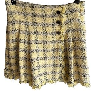 Zara Butter Yellow Tartan Mini Skirt Yellow and Gray M Schoolgirl Preppy